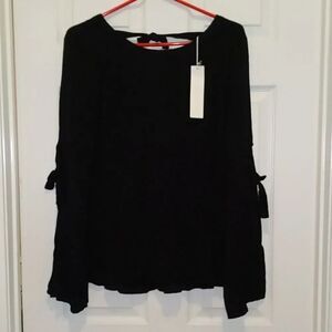 Lost April black top with slit sleeve Sz L NWT
